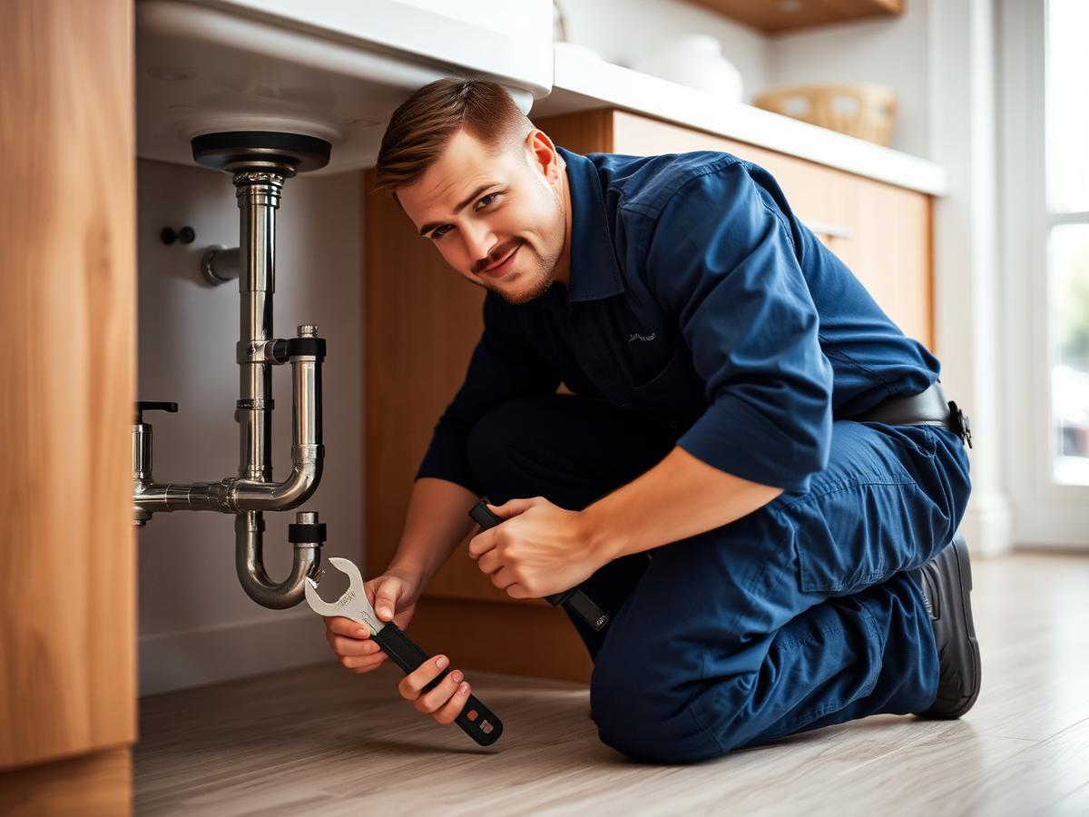 Plumbing company website mockup shown on a laptop, built for emergency service calls
